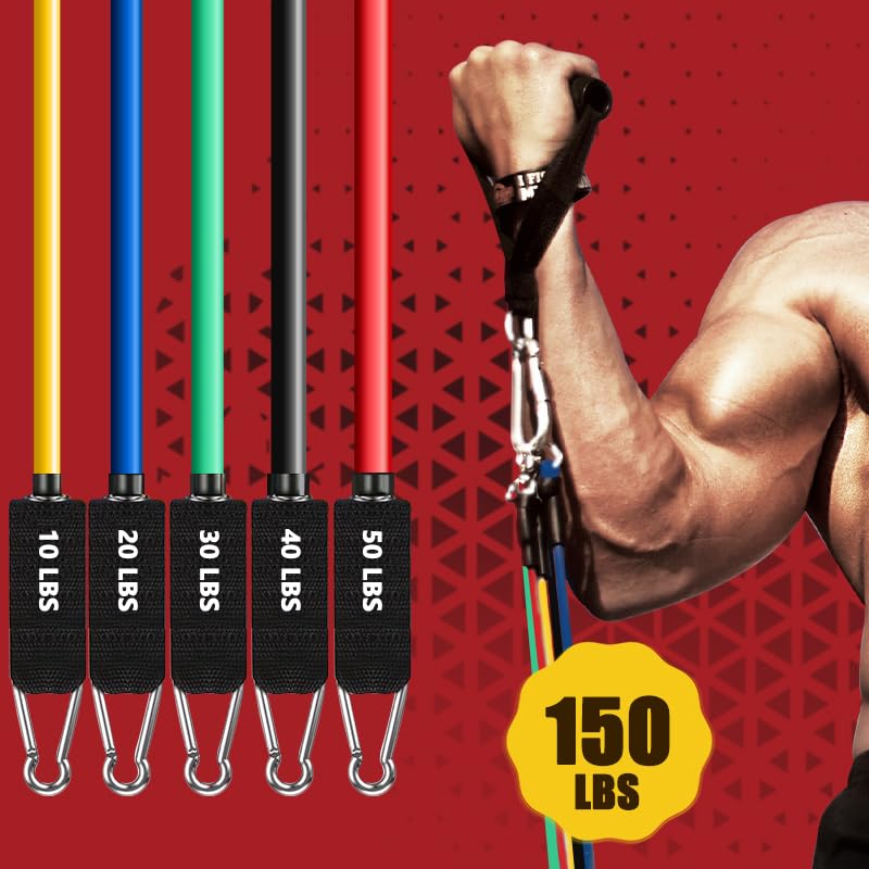 Resistance Bands Set, Exercise Bands, Workout Bands with Handles for Men and Women, Ankle Straps, Door Anchor and Carry Ba...