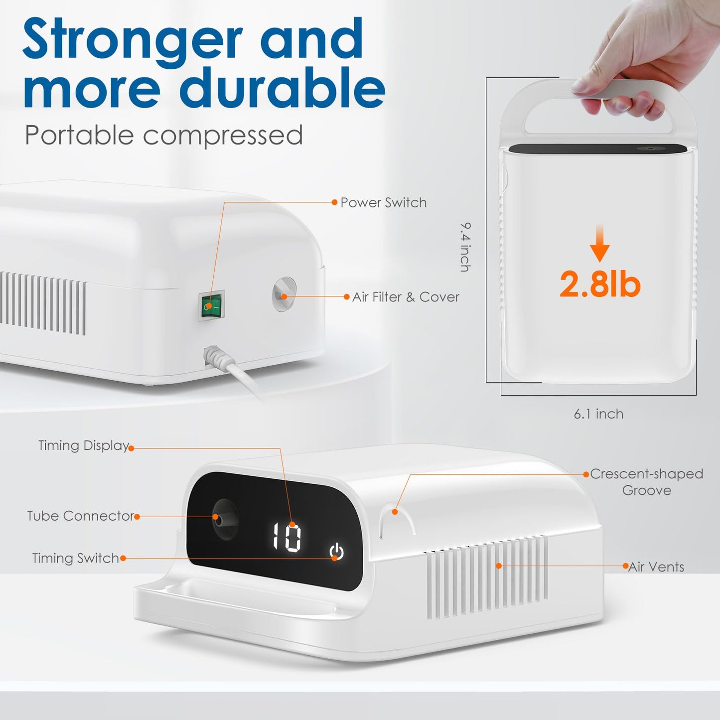 Smart Nebulizer, Intelligent Digital Display Nebulizer Machine for Adults and Kids,Low Noise Compression Nebulizer for Breathing Problems,Desktop Jet Nebulizer for Home Use Spacer-16