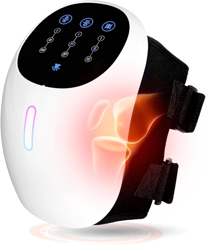 HXMBFBF Knee Massager, 3-in-1 Cordless with Heat and Red Light, Comfort 3 Vibration Modes and 3 Heating Levels Long Batter...