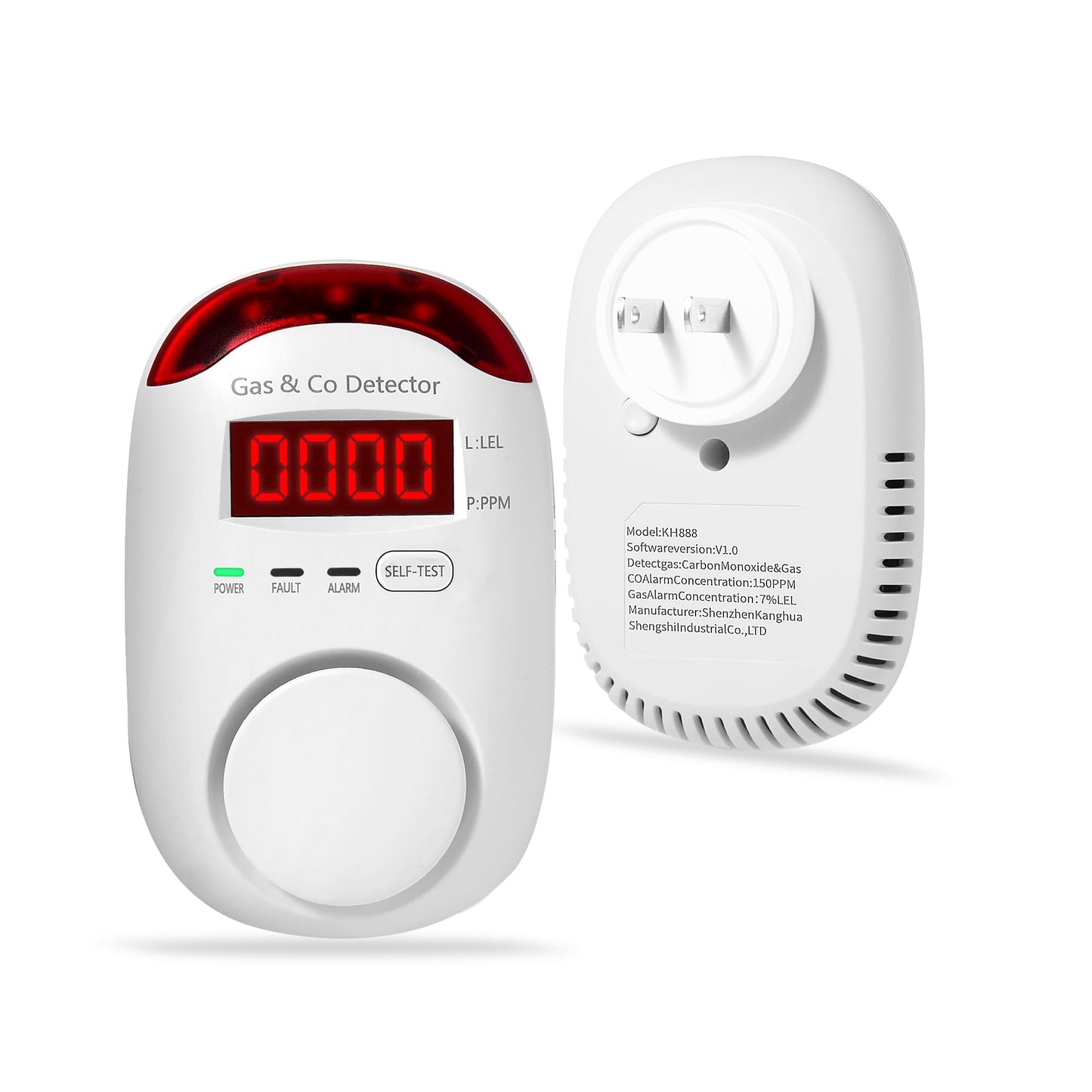 Combination Gas & Carbon Monoxide Detectors Plug in,Hembisen 2-in-1 Natural Gas Detector & Carbon Monoxide Alarm, CO Detector Alarm & Propane, Explosive Gas Detector for Home,RV,Easy to Install