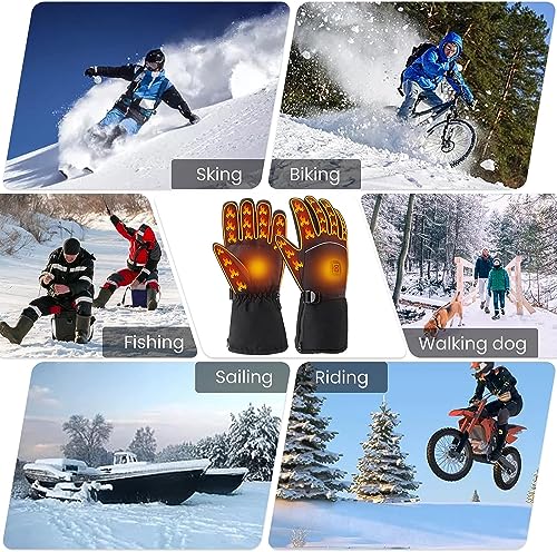 Heated Gloves for Men Women, Electric Winter Gloves Waterproof Heating Gloves Warm Thermal Touchscreen Cold Weather Hand W...