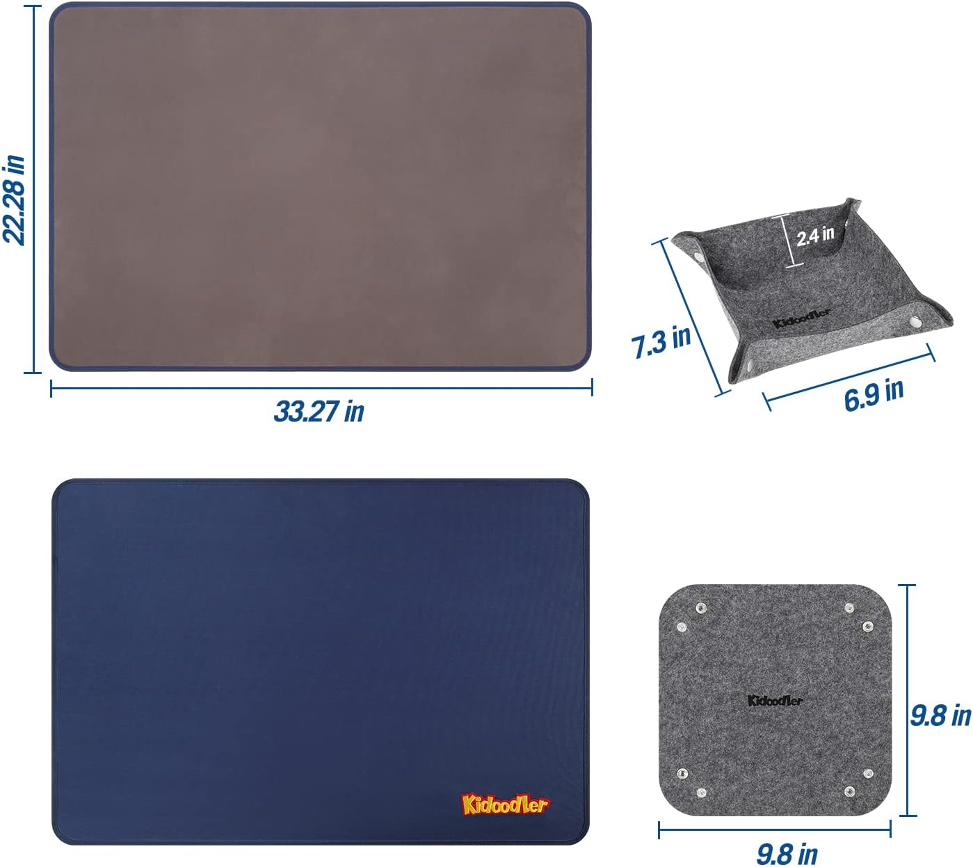 Kidoodler Jigsaw Puzzle Board with Cover & Sorting Trays | 33x22 Portable Puzzle Mat for 1000 pcs with 4 Foldable Sorting Trays | 4mm Reinforced Hardboard | Non-Slip Surface | Blue