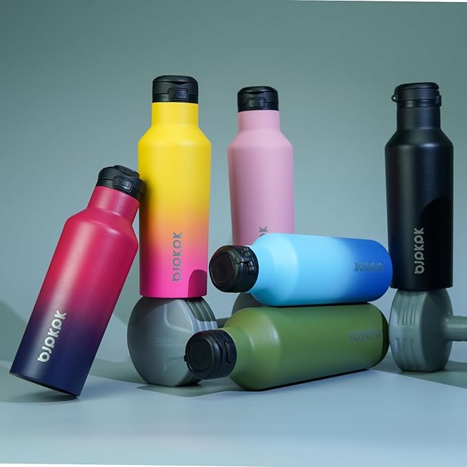 BJPKPK Insulated Water Bottle With Straw 25oz Stainless Steel Water Bottles With 2 Lids And Carry Handle Reusable Travel Metal Thermal Flask,Sky