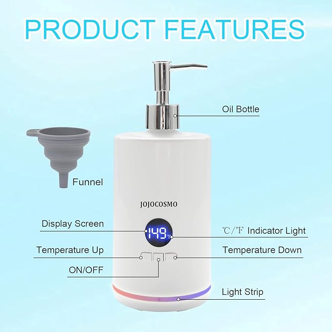 Massage Oil Warmer, Professional Lotion Warmer Heater,Automatic Massage Bottles Warmer Heated Oil Lotion Cream for Salon, Barber Shops, Home, with Two Oil Bottle Dispenser