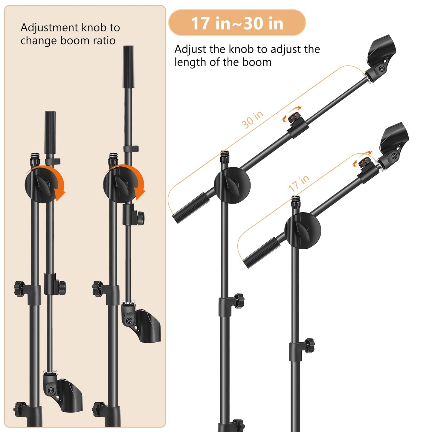 Ramzi Mic Stand,6 In 1 Microphone Stand Floor Boom Mic Stand, Support Boom Gooseneck Mic Clips Tablet Phone Holder Any Combinati