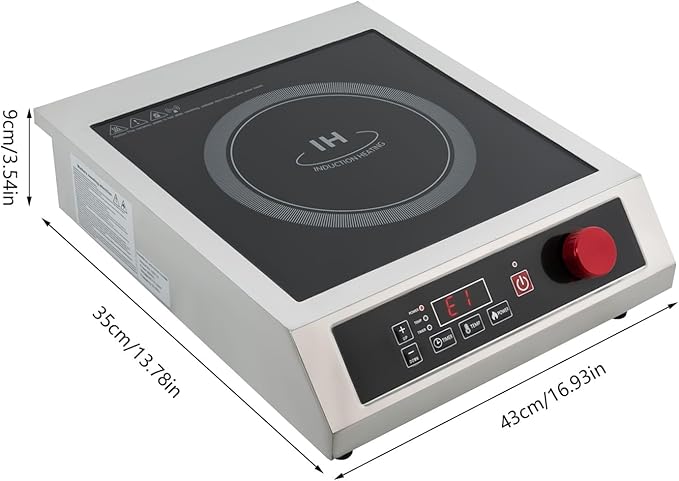 3500W Commercial Induction Cooktop, Professional Portable Induction Cooktop with LED Digital Display, Portable Countertop Burner with 10-Speed Temperature/Power Adjustable