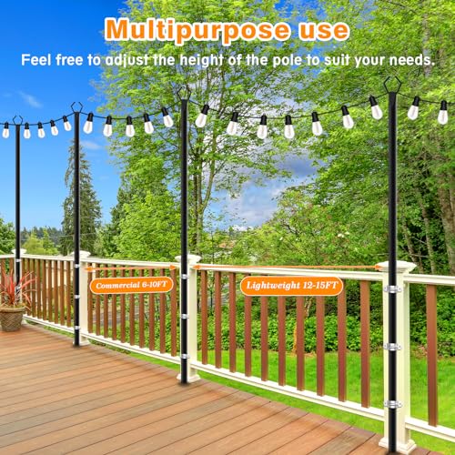 LETIANPAI 4 Pack String Light Poles,10 Ft Metal Poles with Fork for Outdoor String Lights,Outdoor Light Poles with Fork,Po...