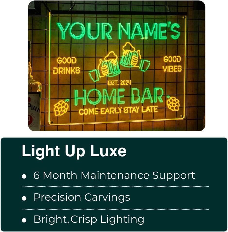 Personalized Beer O'Clock Neon Sign, Custom Wall Sign for Home Bar, Man Cave, Pub, Game Room, LED Beer Light Decor (Beer O'clock)
