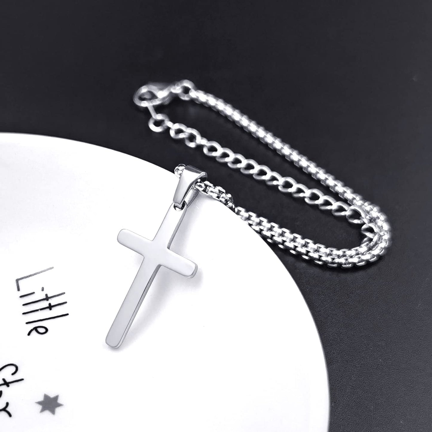 XOYOYZU Tiny Cross Pendant Necklace for Women Simple Cross Necklaces Mothers Day Birthday Gifts for Women (Silver CZ cross)