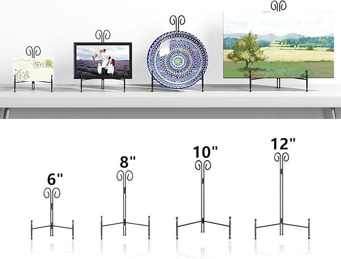 SVENJBB Plate Holder Display Stand, 6 Inch Decorative Plate Stands for Display, Black Iron Easel Display Stand for Picture, Book, Photo Frame and Decorative Plates