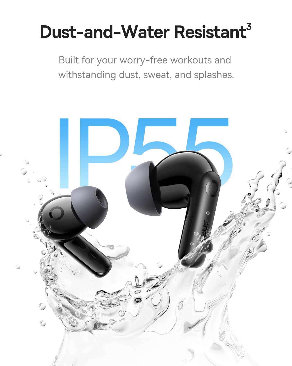 Baseus Bass BP1 Pro Noise Cancelling Wireless Earbuds, Real-Time Adaptive Noise Cancelling, Adaptive Active EQ, LDAC Hi-Res Sound, 6-Mic AI Clear Calls, 55H Playtime, IP55 Waterproof, Bluetooth 6.0
