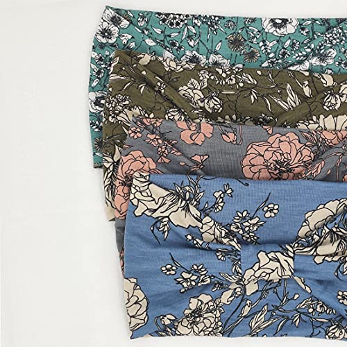 YONUF Wide Boho Headbands for Women Fashion Knotted Headband Yoga Workout Hair Accessories African Head Wrap 4 Pack