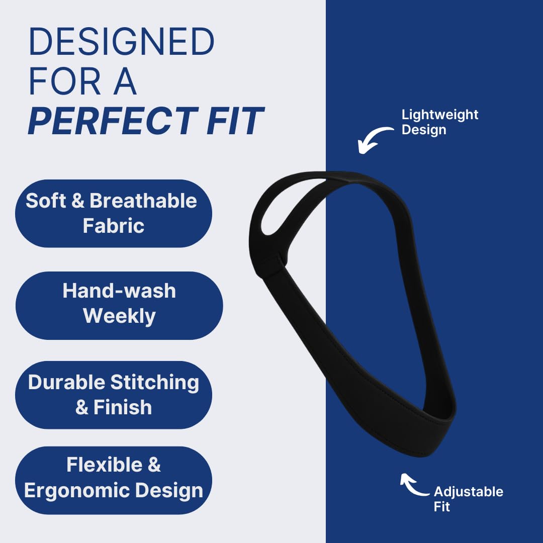 Snugell Premium Chin Strap for CPAP Users – Adjustable and Comfortable Halo Design Chin Straps for Sleeping – to Keep Mouth Closed During Sleep – Improves CPAP Therapy – Anti Snoring Straps