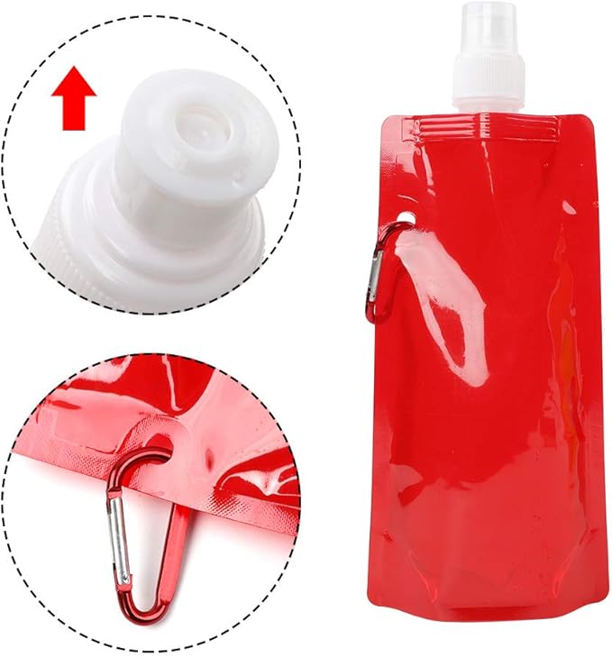 TOMNK Collapsible Water Bottle, 9pcs Reusable Canteen Foldable Drinking Water Bags with Clip for Sports, Biking, Hiking Travel, 9 Colors