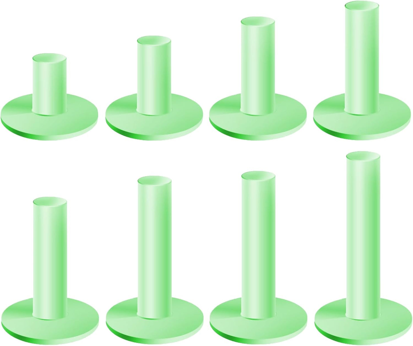 Rubber Golf Tees for Mats & Indoor Golf Simulators - 8 Pack Mixed Size for Driving Range & Indoor and Outdoor Golf Hitting Mats (US Sizes, 8 Sizes)