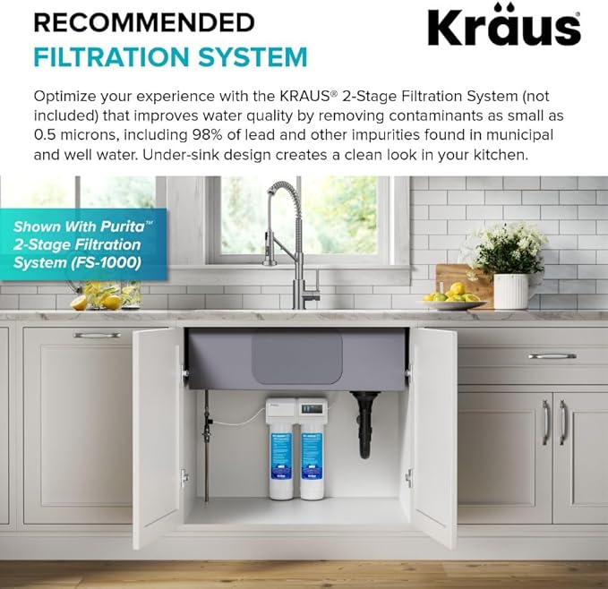 KRAUS Bolden 2-in-1 Commercial Style Pull-Down Single Handle Water Filter Kitchen Faucet for Reverse Osmosis or Water Filtration System in Spot-Free Stainless Steel/Matte Black, KFF-1610SFSMB