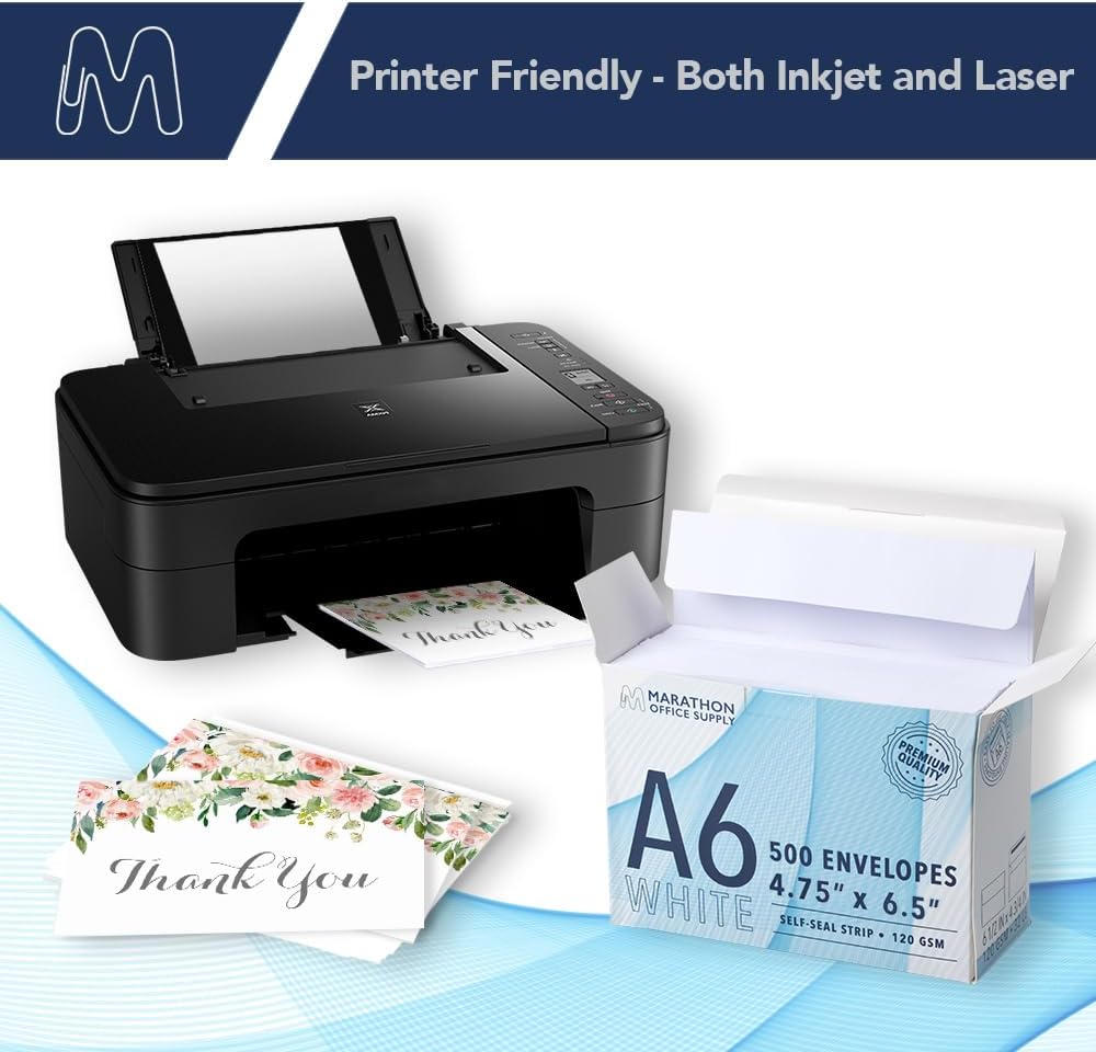 MOS A6 White Envelopes 4.75 x 6.5 Inch 500 Pack — Self-Seal Heavyweight Invitation Envelopes for Greeting Cards, Gift Cards, Weddings, Business Mailings, Thank You Cards