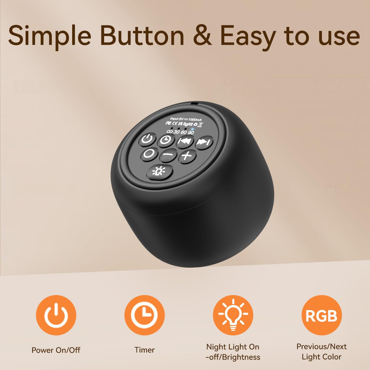 Sound Machine White Noise Machine with 30 Soothing Sounds 36 Levels Volume 5 Timers and Memory Function Effectively Blocks Noise Ideal Sleep Machine for Baby Kids Adults