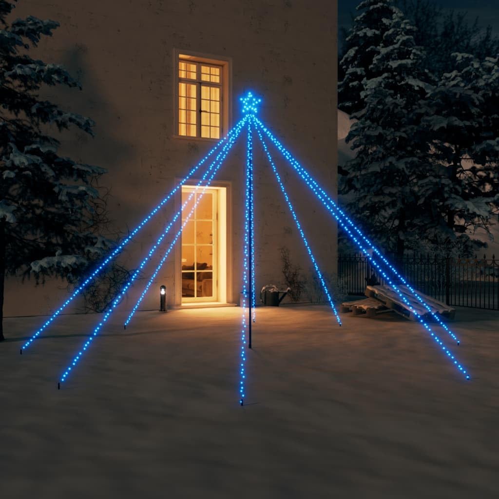 vidaXL Blue Christmas Tree Lights, 576 LEDs, 8 Lighting Effects, 33 ft Extension Cord, Indoor/Outdoor Use, Model 328743