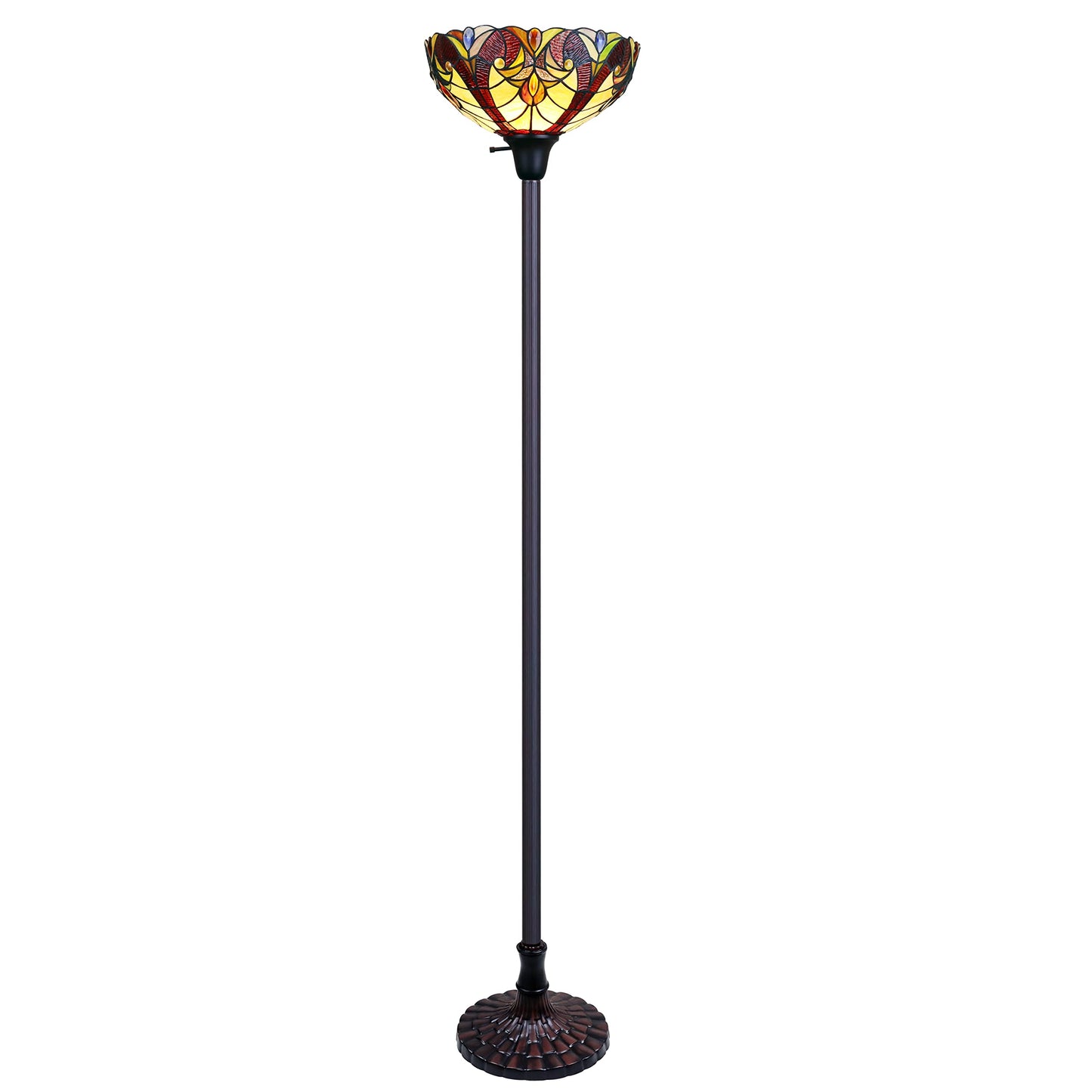Chloe Lighting Adia Victorian Torchiere Floor Lamp 1-Light 14in Shade Multicolor Dark Bronze Model CH38632AV14-TF1