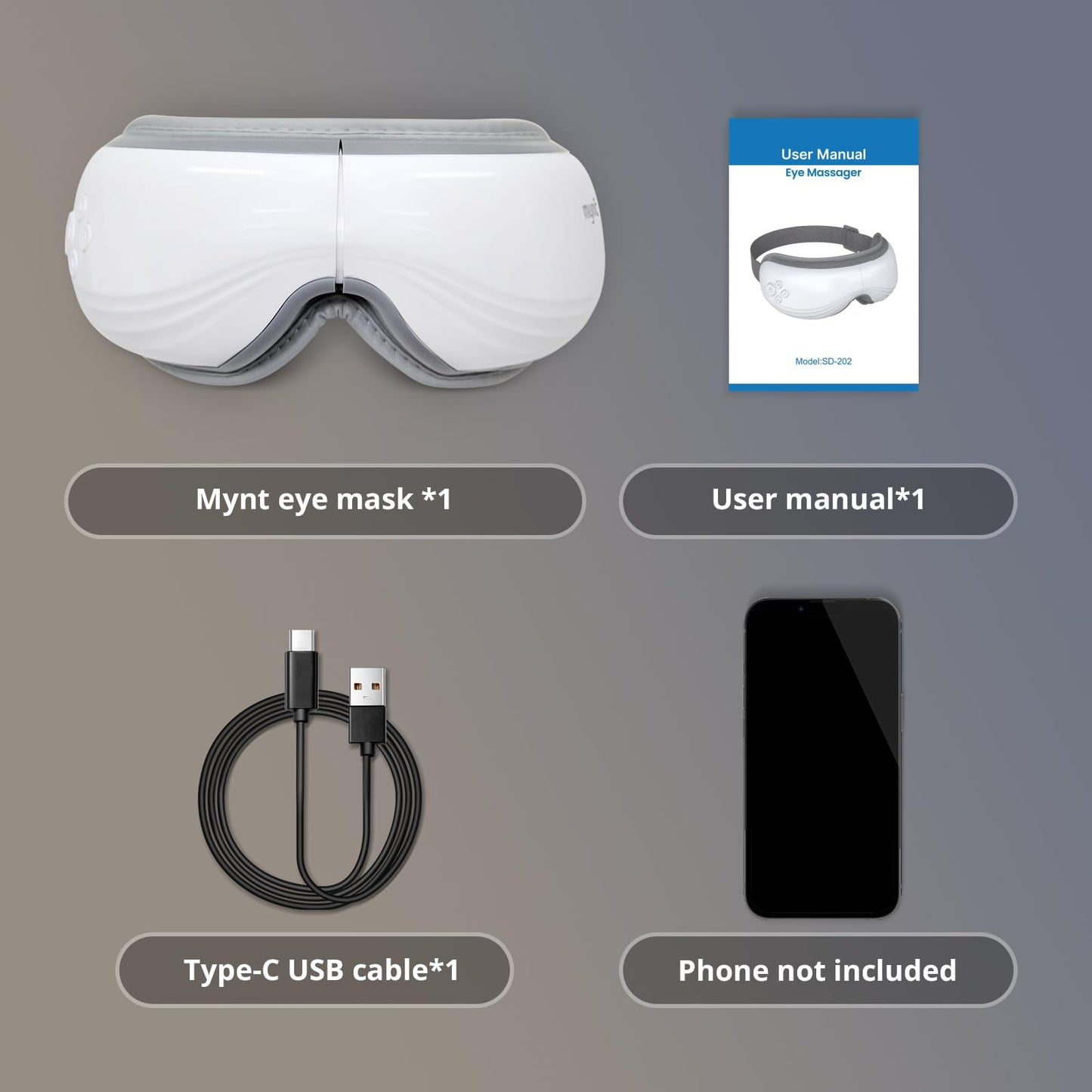 Mynt 5 Mode Eye Massager with Heat and Cooling, Heated Eye Massager with Bluetooth Capability, Folding Eye Mask Massager with Heat and Cool, Eye Massage with Voice Announcement, Gifts for Christmas
