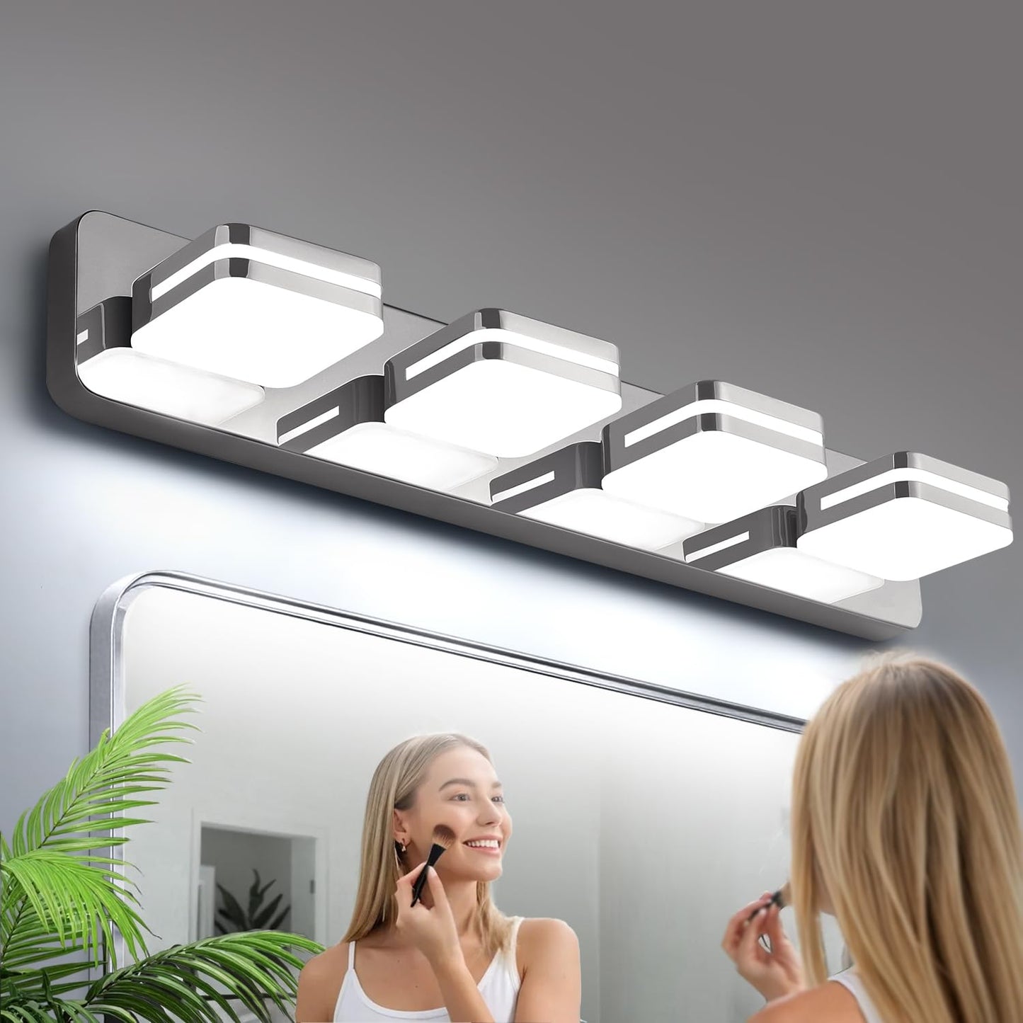 1600Lm Led Modern Bathroom Vanity Light Fixtures  360?Rotate Acrylic Chrome Vanity Lights For Bathroom  Modern Wall Lighting Fixtures Over Mirror Kitchen Living Room (Natural White Light 5000K)
