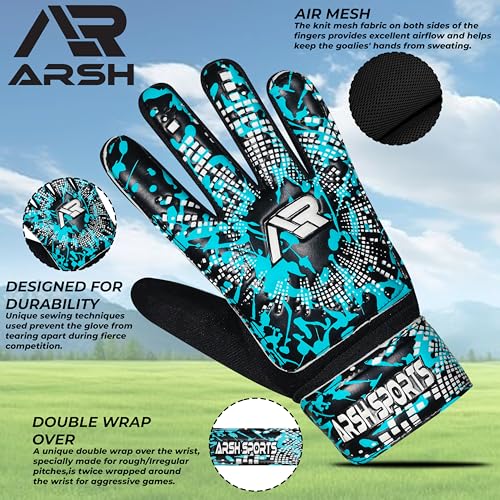 Arsh Sports Soccer Goalie Gloves,Football Goalkeeper Gloves for Kids Boys Youth Children Double Wrist Protection Along 4mm...