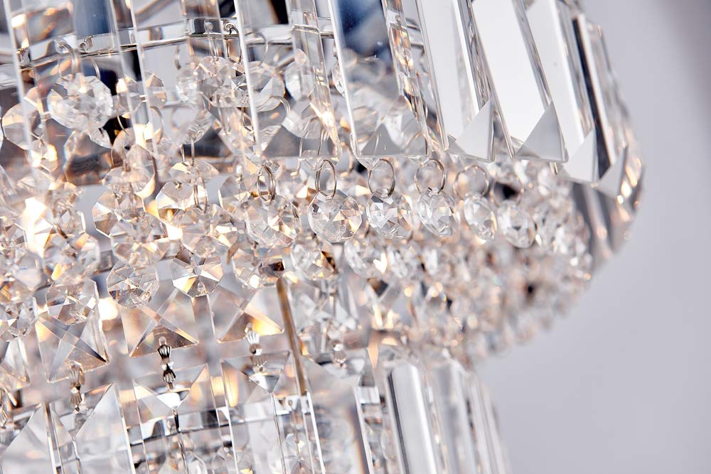 Bestier Modern Chrome Crystal Flush Mount Chandelier Light, Led, 13 X 9, 4 G9 Bulbs Required, Ideal For Dining Room, Bathroom, Living Room