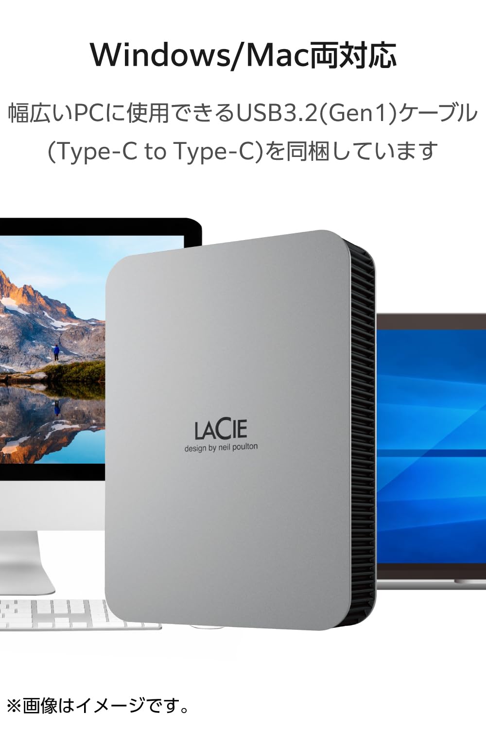 Lacie Mobile Drive Secure 4Tb External Hard Drive Portable Hdd - Space Grey, Usb-C 3.2, For Pc And Mac, Post-Consumer Recycled,