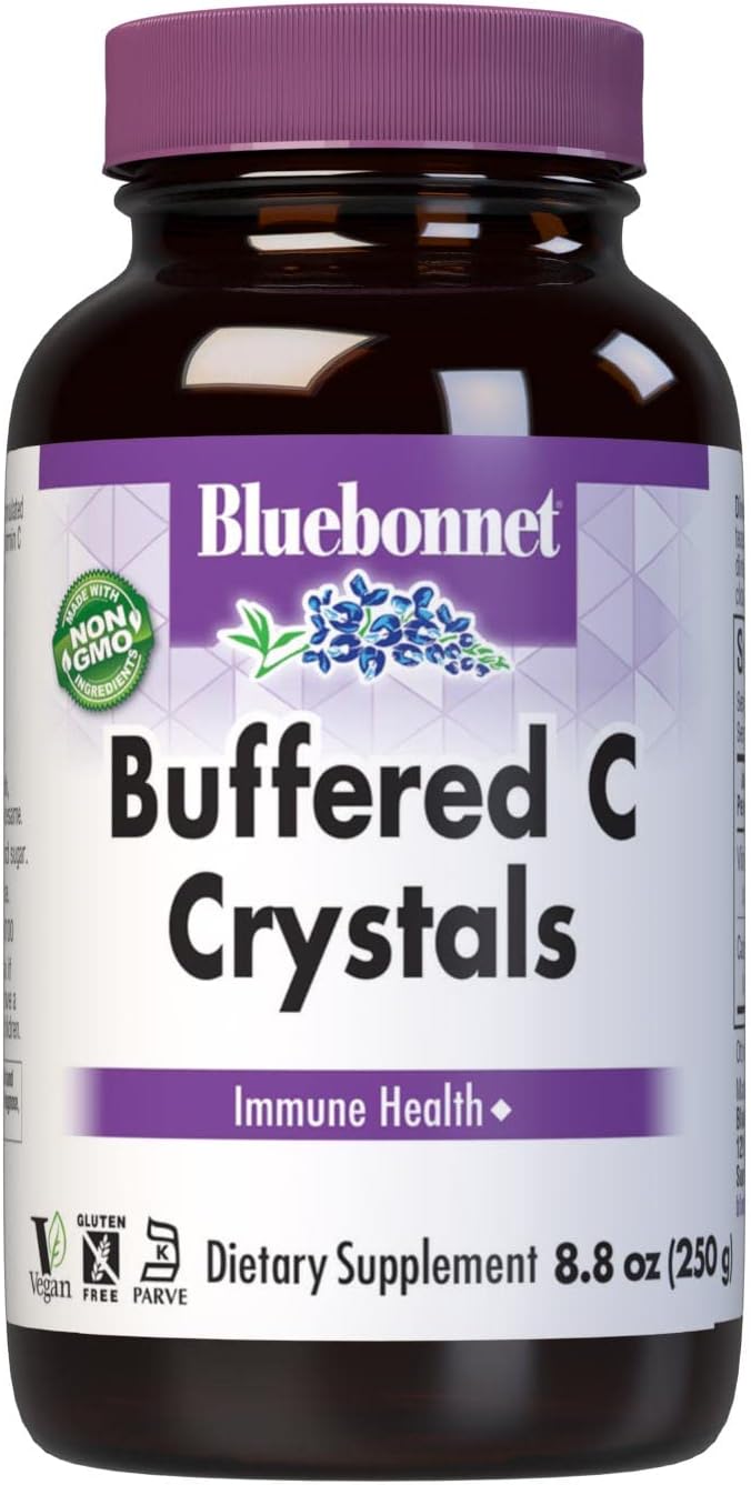 Bluebonnet Nutrition Buffered C Crystals, Buffered Vitamin C Powder, for Immune Health, for Antioxidant Protection, Soy Free, Gluten Free, Non-GMO, Kosher, Dairy Free, Vegan, Powder, 8.8 oz (250 g)