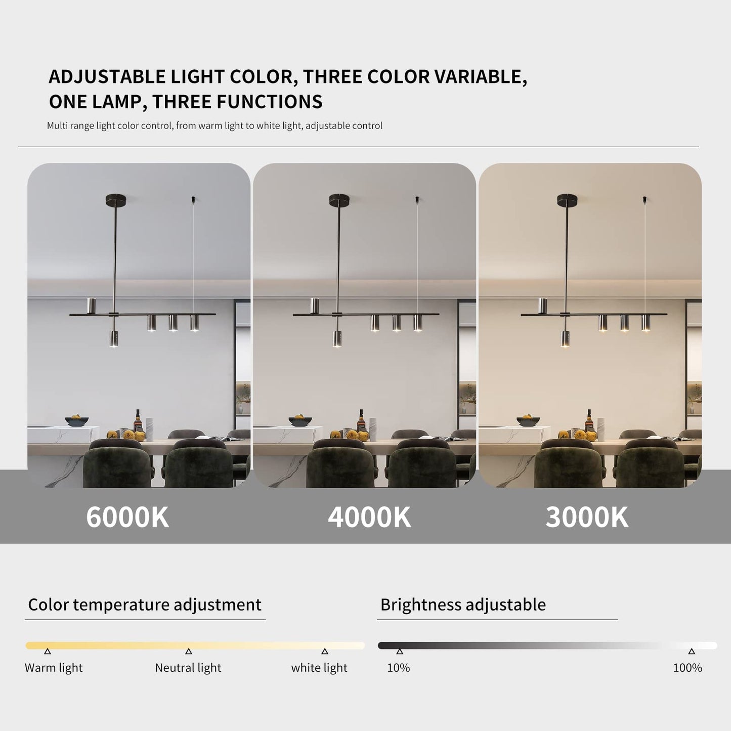 Siittoo Dining Room Light Fixture  Upgraded Dimmable Led Modern Pendant Light With Electroplated Surface  Modern Black Led Hanging Chandelier Light Fixture For Kitchen Island Dining Room 35W 5-Light