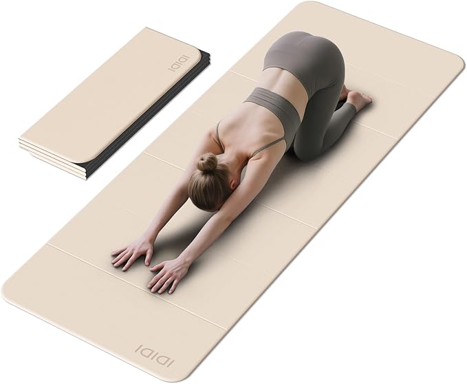 Foldable Yoga Mat Extra Thick & Large (74" x 31.5" x 0.32"), Double-Sided Non Slip & Lightweight Fitness Mat, 8mm Thick Wi...