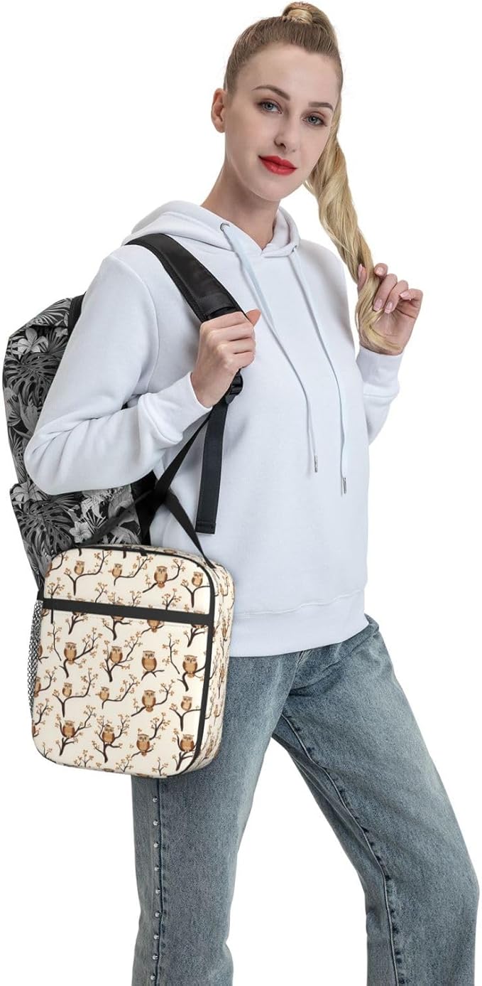 Owl Lunch Box Insulated Lunch Bag for kids Girls Boys,Reusable Lunch Box Containers for Women Men,Durable Cooler Tote Bag Lunchbox for Office/School/Picnic