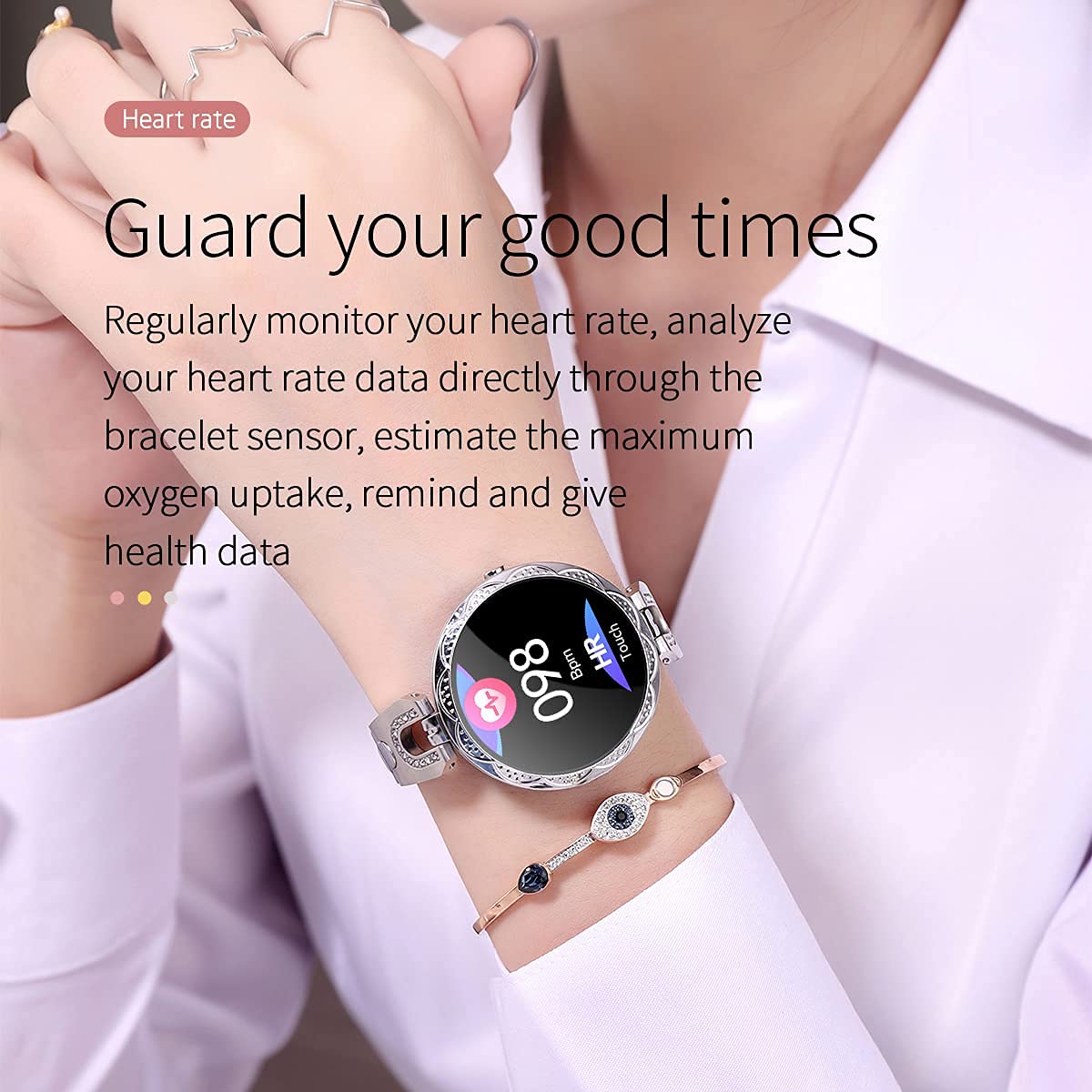 Thafikzi Smartwatch for Women Compatible for Android/iOS Phones. Health and Fitness Tracker with Heart Rate Blood Pressure Bluetooth Remote Photography Female Menstrual Cycle