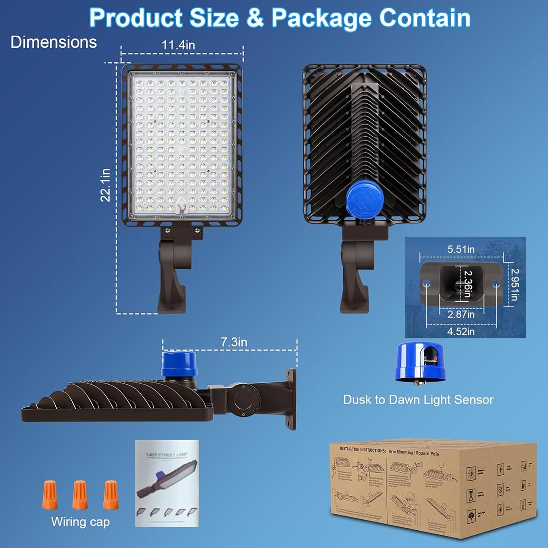Biritalo Led Parking Lot Light Commericial 350W 52500Lm Bright Arm Dusk To Dawn Led Flood Lights Wall Mount Outdoor 5000K 100-277V Ip65 Waterproof Shoebox Street Lighting For Park Stadium Barn 3 Pack