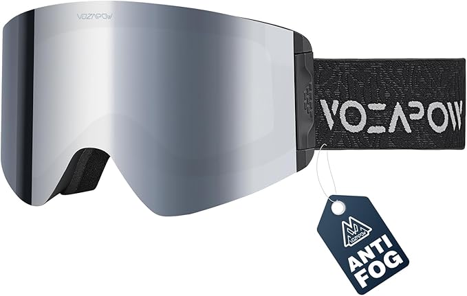 VOZAPOW Ski Goggles Anti-Fog with HD Lens, UV Protection, Magnetic Lens, OTG Snowboard Snow Goggles for Men Women