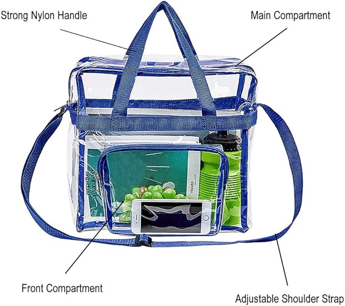 Clear Bag Stadium Approved,Stadium Security Travel & Gym Clear Tote Bags,12"x 6"x12"