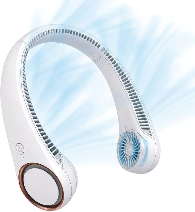 CIVPOWER Neck Fan: Portable Personal Neck Cooling Rechargeable Bladeless Fan - Hands Free 3 Speed 4000 mAh Battery USB Ope...