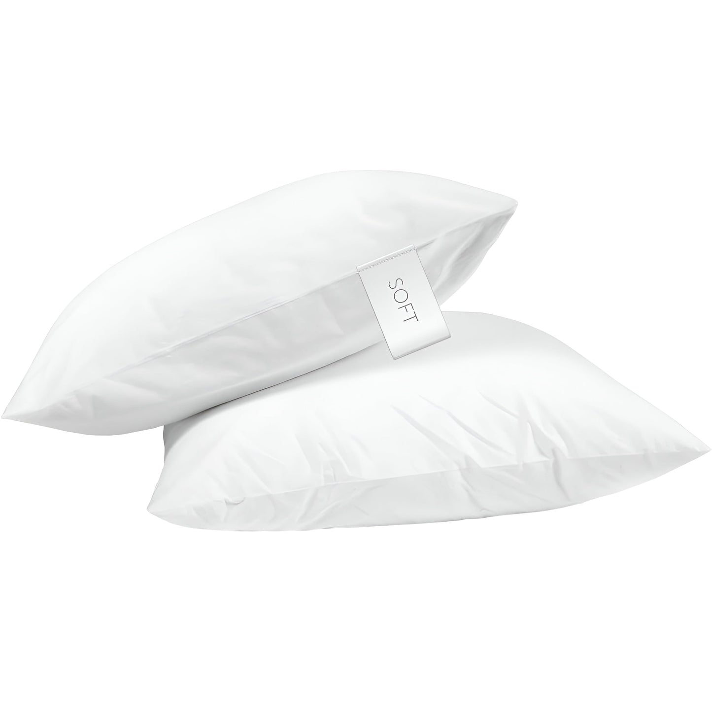Digital Decor 100% Cotton Hotel Pillows, U.S. Made Hypoallergenic Pillows with Down Alternative Fiber Fill for Side & Back Sleepers, Set of 2, Three Comfort Levels, (Soft, Medium, Firm) Soft