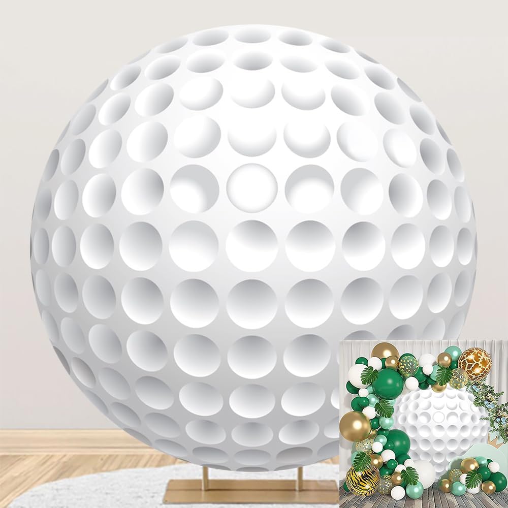 Leyiyi 7.2x7.2ft Golf Birthday Party Round Backdrop Cover Outdoor Sports Theme Photography Background Circle Backdrop Cover for Golf Sports Themed Birthday Party Decoration Golf Club Lovers Photo Prop