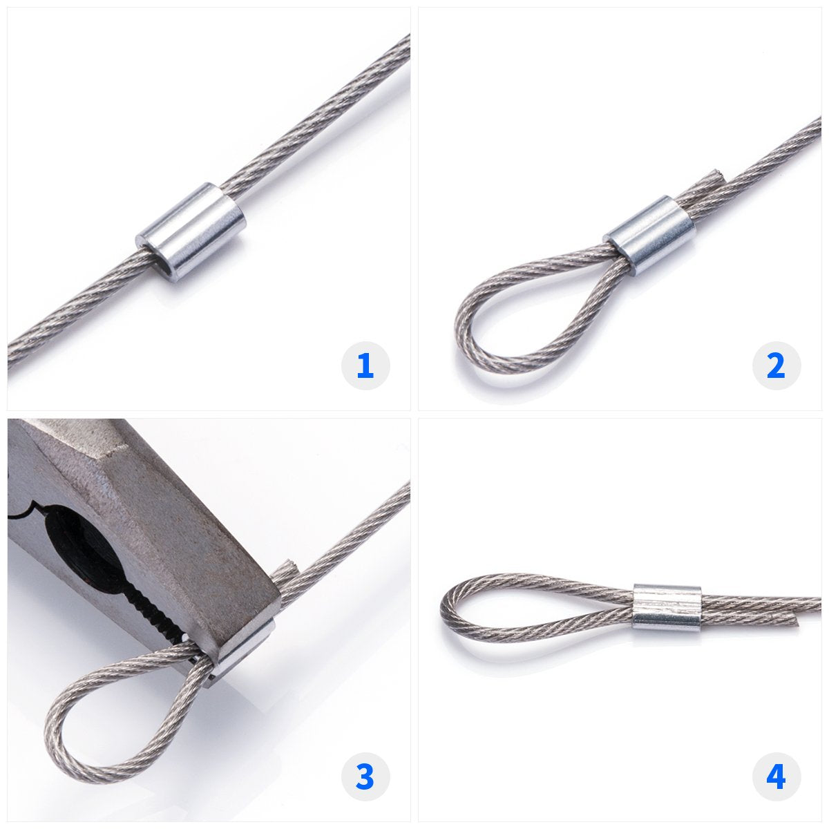 150PCS 1/8" Aluminum Crimping Loop Sleeve for Wire Rope and Cable