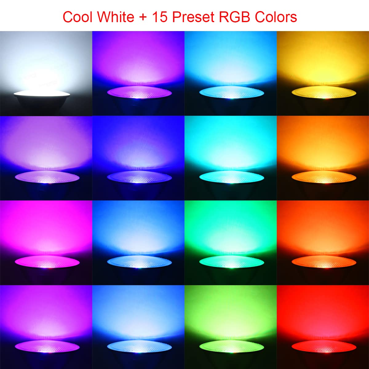 Yacolit PAR38 LED Floodlight Bulb, RGB + Cool White, 45W, Waterproof for Indoor/Outdoor, Remote Control, Ideal for Home and Holiday Decor