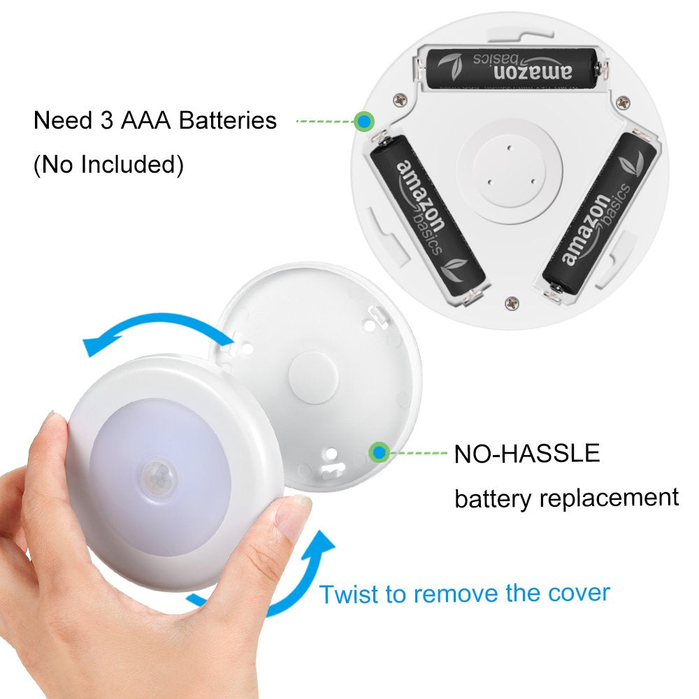 Amir Motion Sensor Light - Cordless Led Night Lights, Battery Powered, White, Model Uf5_3Pcs, Pack Of 3 For Closet, Stair, Kitchen