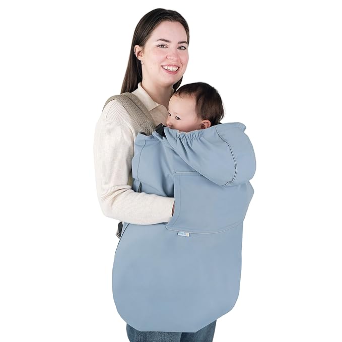JAN & JUL Waterproof Baby Carrier Cover for Rain, Universal Fit for Car Seats and Strollers (Dusty Blue)