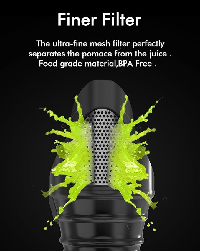 SIFENE Single Auger Masticating Juicer – Cold Press Slow Juicer for Celery, Carrots, Ginger & Fruits, Dual Feed Chute, BPA Free, Quiet Motor, Easy to Clean, Compact for Small Kitchens