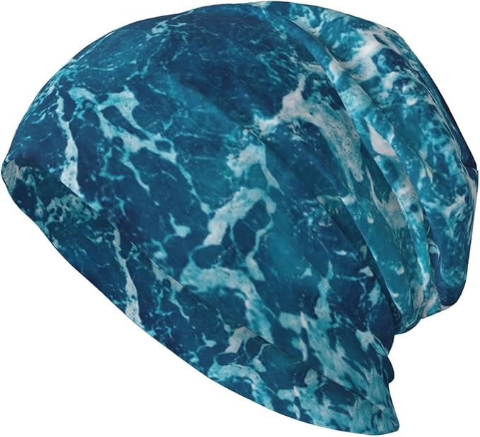 Tropical Ocean Beach Theme Print Winter Beanie Hat Men Women Soft Lightweight Thermal Cap for Outdoor Skiing Wear Black