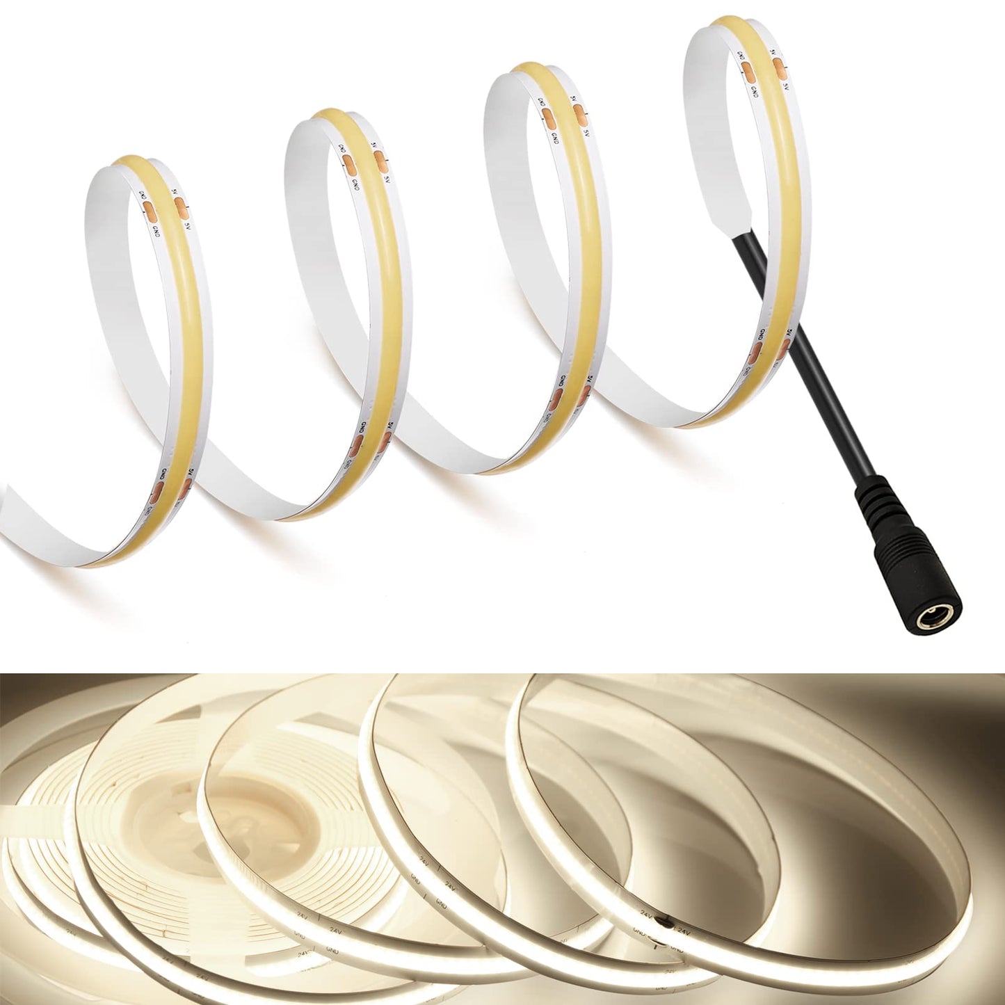 MDee COB LED Strip Lights 4000K Nature White 9.84ft DC 12V Flexible Tape Light Model LEDSTRIPLIGHT