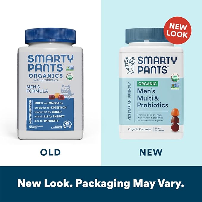 SmartyPants Multivitamin for Men, Organic Gummies: Probiotics, CoQ10, Methylfolate & Gummy Multivitamin for Women 50 and Over: Omega 3 Fish Oil (EPA/DHA), Methylfolate