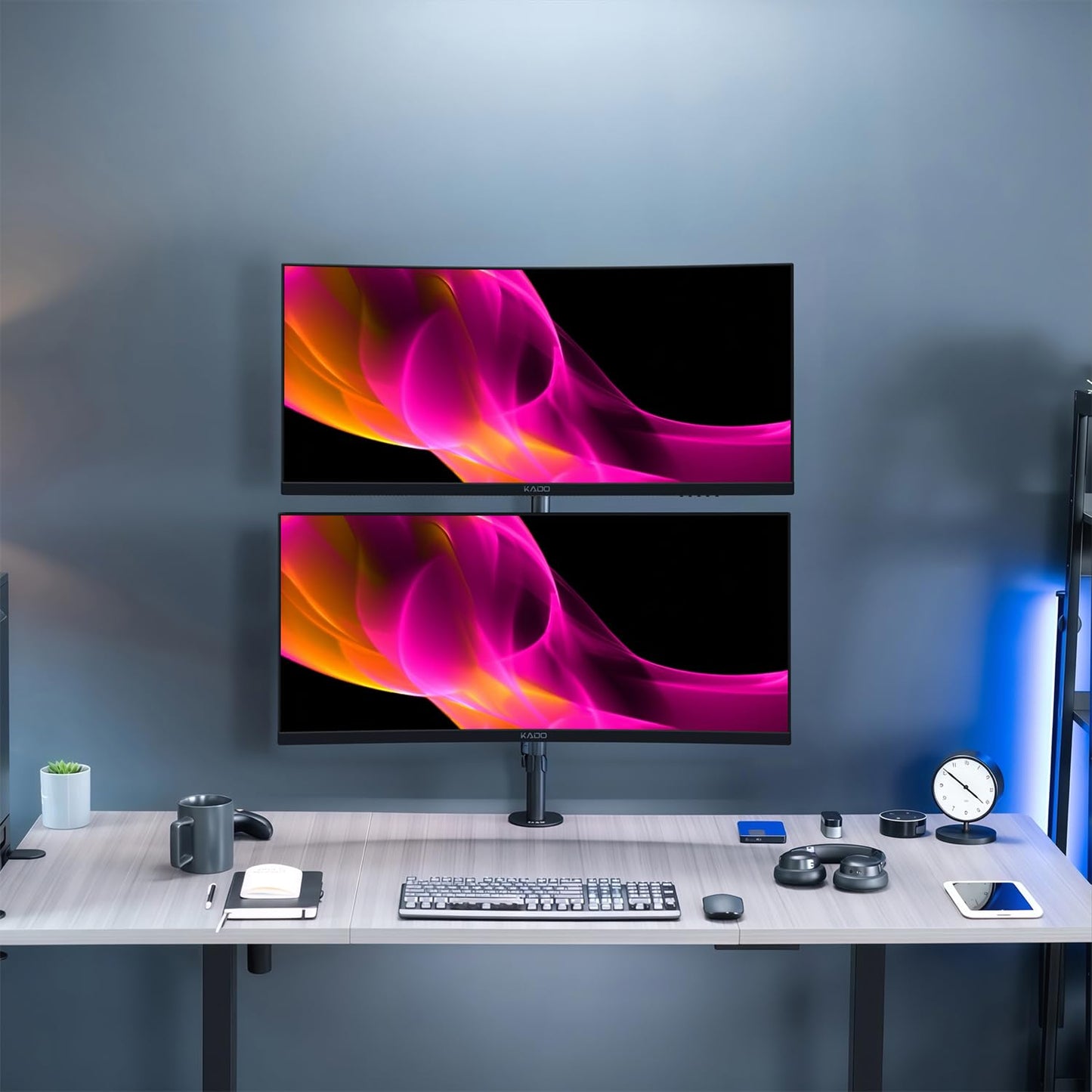 Kado Dual Gaming Monitor Setup - 2-Pack 30" Curved 1800R 21:9 Ultrawide 2560x1080 200Hz 1ms Computer Monitor, Stacked Gaming Setup AMD FreeSync Premium, VESA Mount HDMI DisplayPort Built-in Speakers