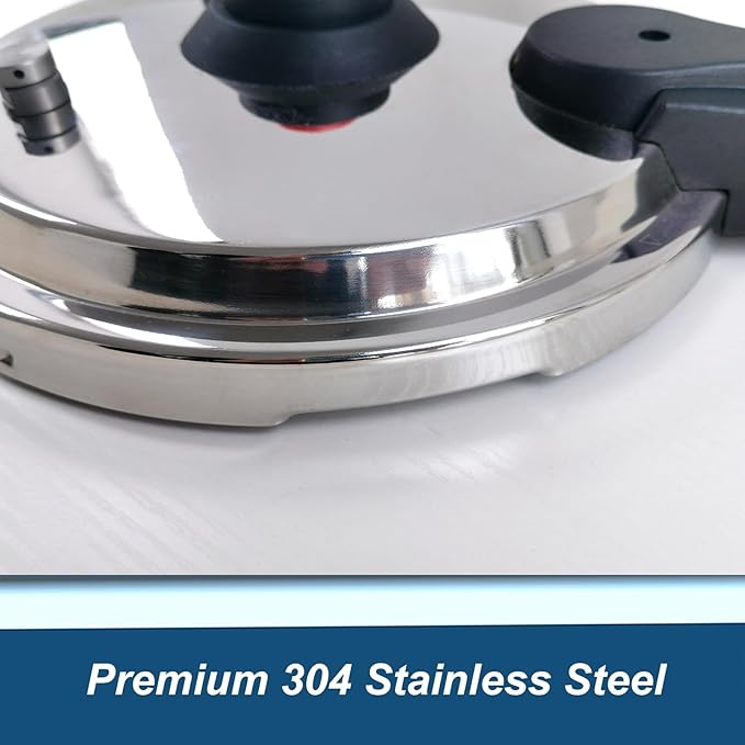 XINFU Heavy Duty 304 Stainless Steel Pressure Cooker 6.3 Quart, Serves 4-6, Standard and Fast Modes, Multi-Safety, Even-Heat Patented Base, Compatible with Gas, Electric, Ceramic and Induction Stoves